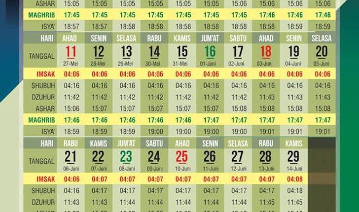Jadwal Imsakiyah Pontianak Ramadhan 2018