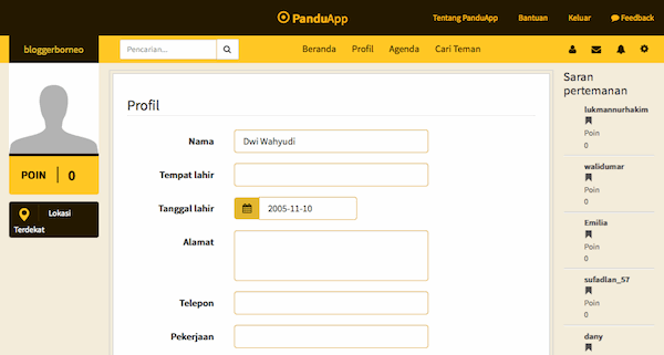 Tampilan Dashboard PanduApp