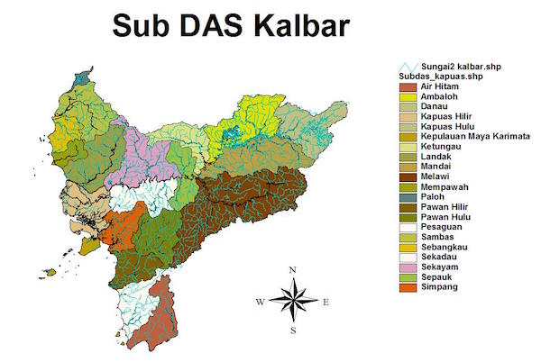 Peta Sub Daerah Aliran Sungai di Kalimantan Barat