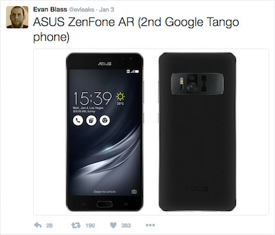 Penampakan ASUS ZenFone AR via EvLeaks