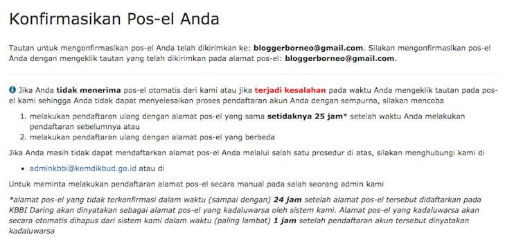 Aplikasi KBBI Daring - Proses Konfirmasi