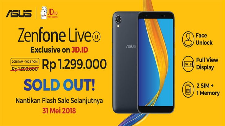 ASUS ZenFone Live L1 Flash Sale 31 Mei 2018