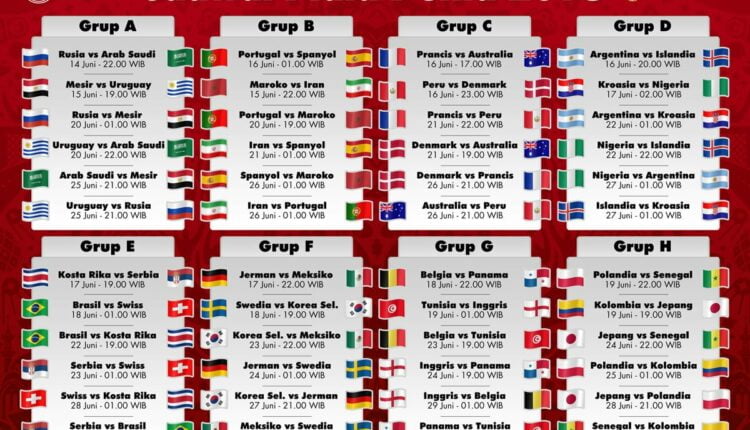Jadwal Piala Dunia 2018 Rusia