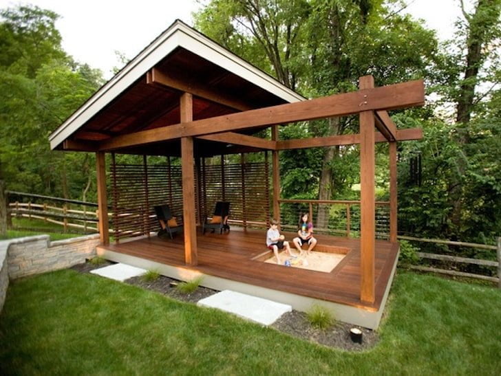 Gazebo Kayu Rumah Modern