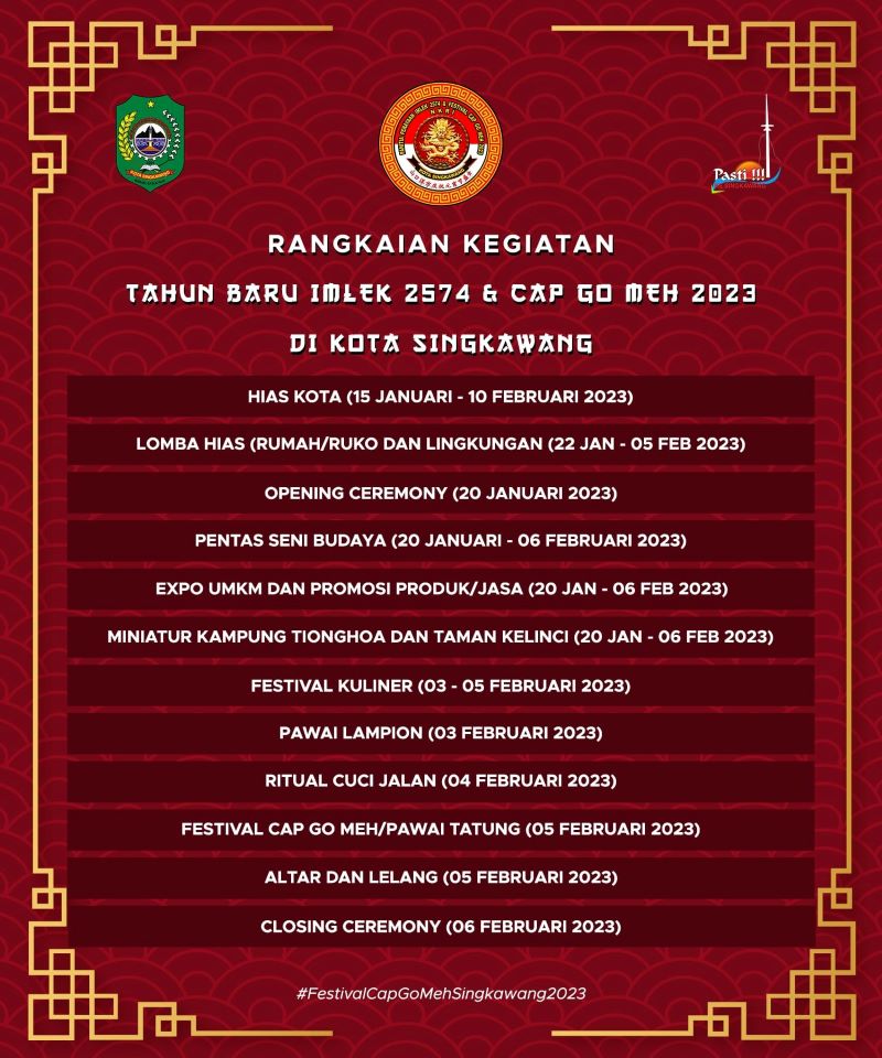 Rangkaian Kegiatan Festival Cap Go Meh Singkawang 2023