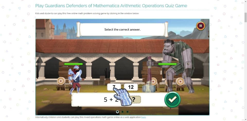 Play Guardians Defenders of Mathematica Arithmetic Operations Quiz Game
