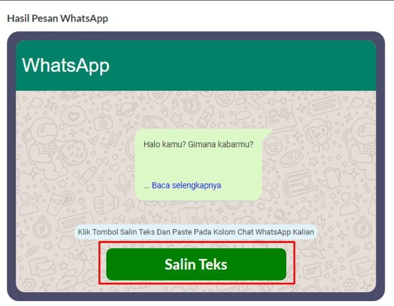 Hasil Teks Cara Baca Selengkapnya di WhatsApp