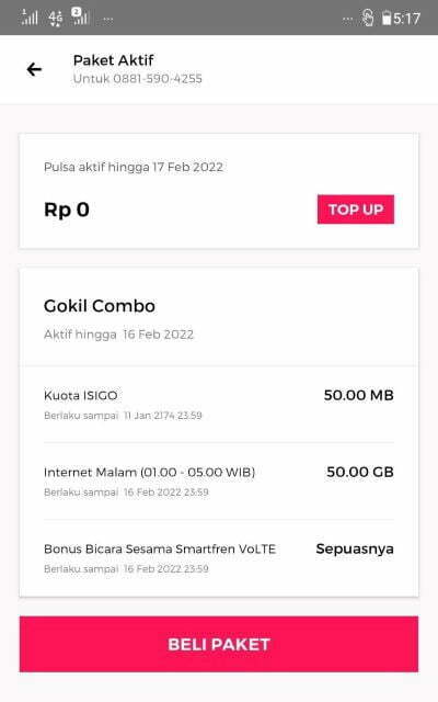 Masa Aktif smartfren Gokil Combo 55 GB