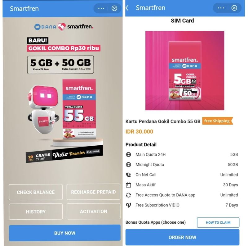 Tampilan Menu Aplikasi MySmartfren Beli Kartu Perdana 2