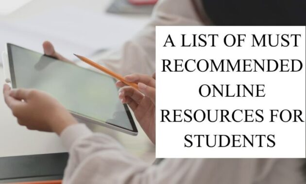 A list of Must Recommended Online Resources for Students 