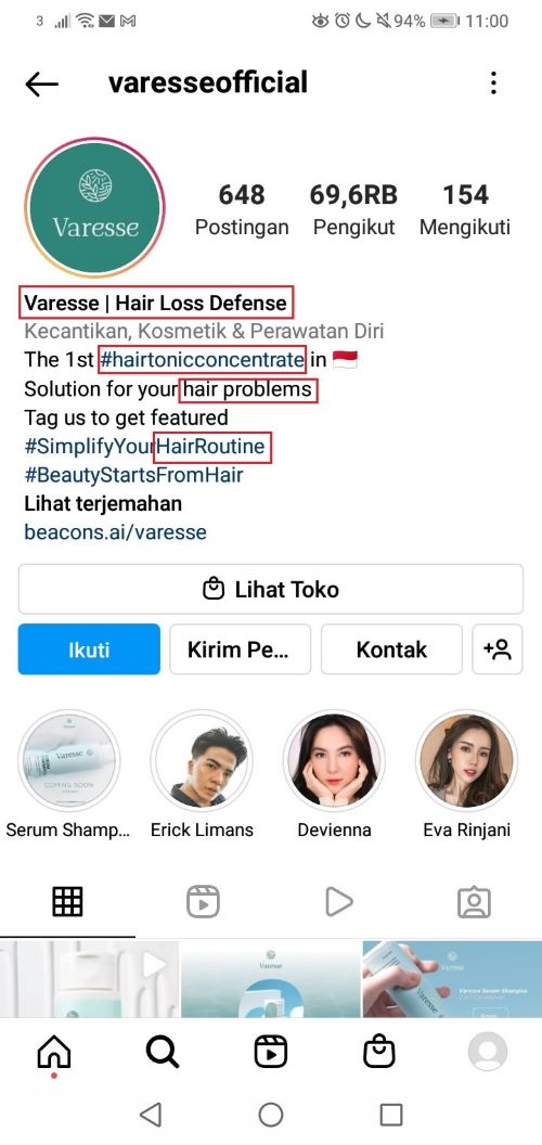 Contoh Akun Instagram Brand Beauty