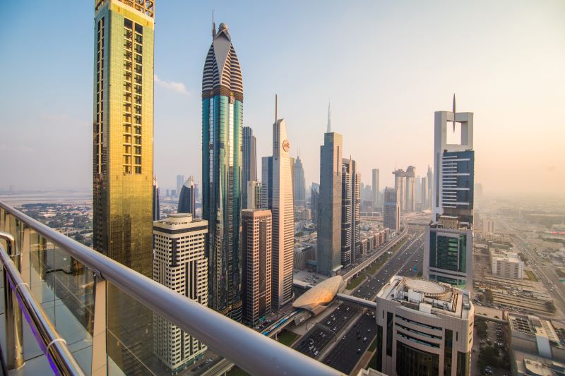 Aerial View Downtown Dubai Autumn Day United Arab Emirates