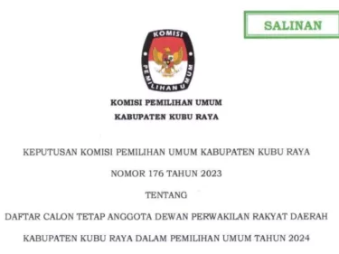 Daftar Calon Tetap Anggota DPRD Kabupaten Kubu Raya dalam Pemilu 2024