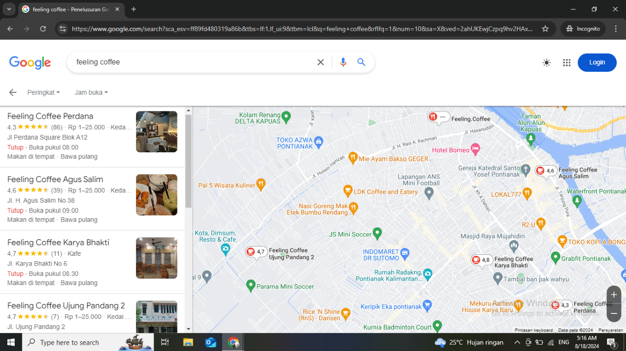 Feeling Coffee Local SEO Google Maps