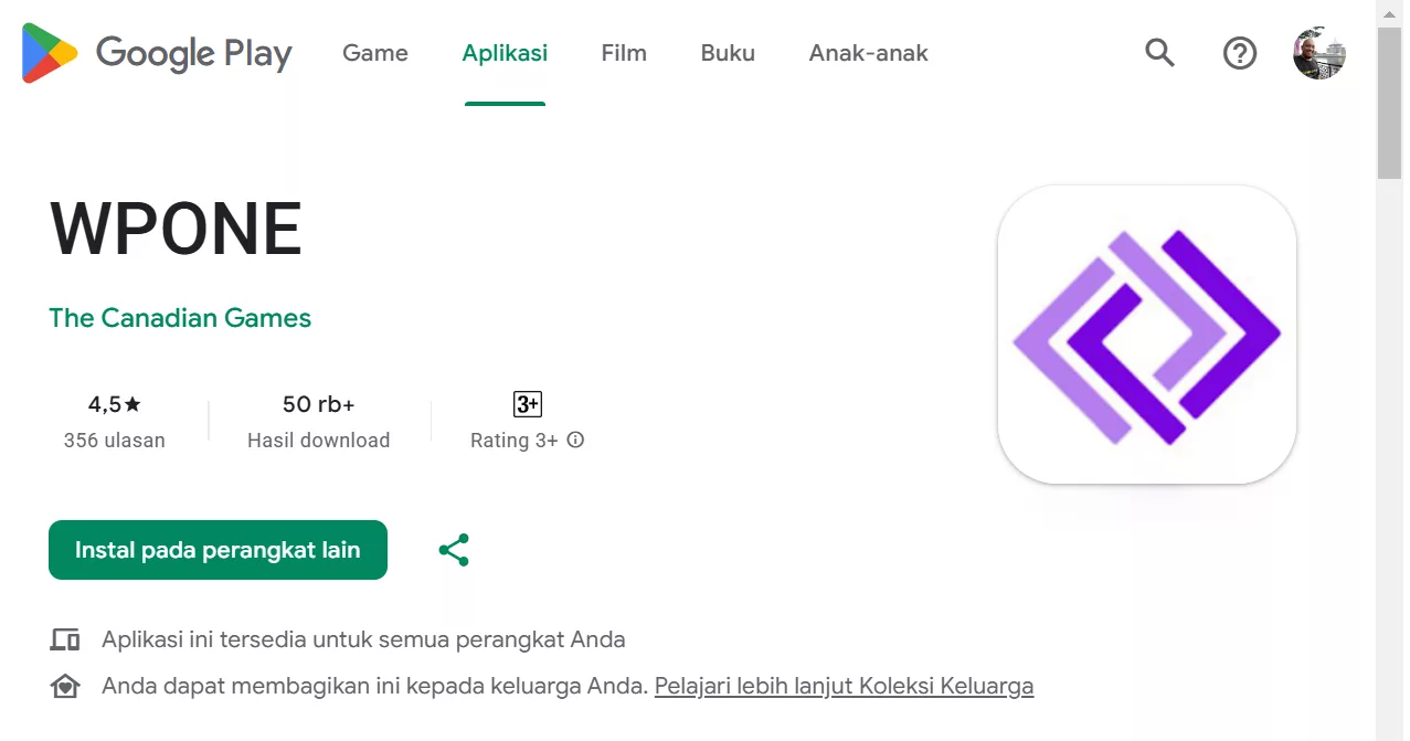 Aplikasi WPONE di Google Play Store