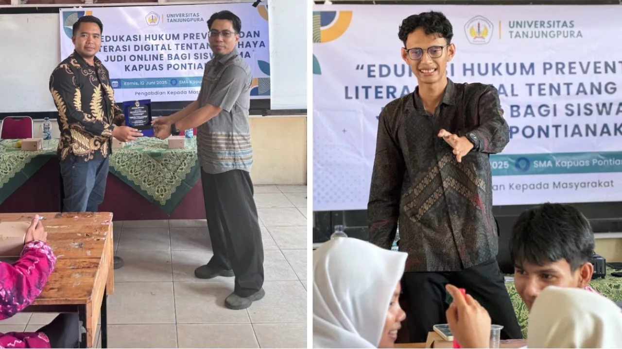 Penyerahan Cinderamata Tim PKM UNTAN ke Kepala Sekolah SMA Kapuas Pontianak