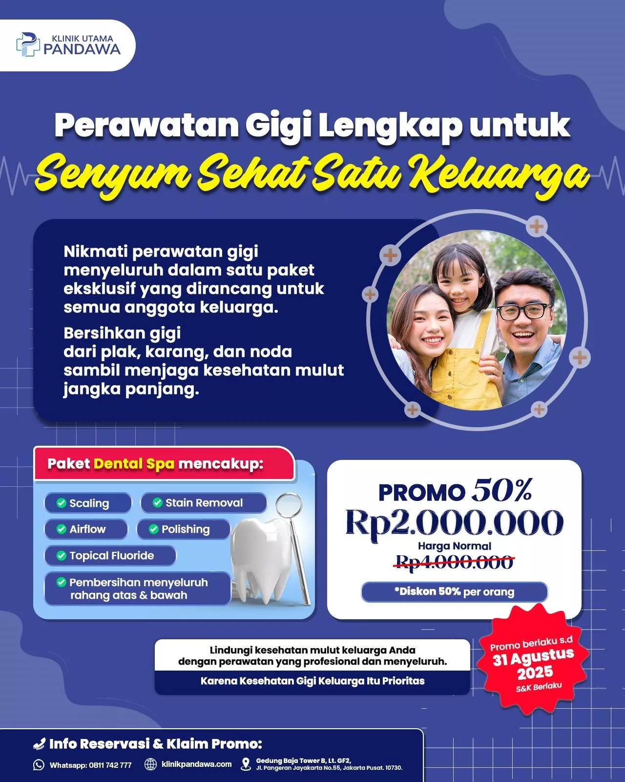 Manjakan Senyum Keluarga: Ambil Promo Dental Spa di Klinik Utama Pandawa 1 Paket Dental Spa Murah Harga Promo 2025