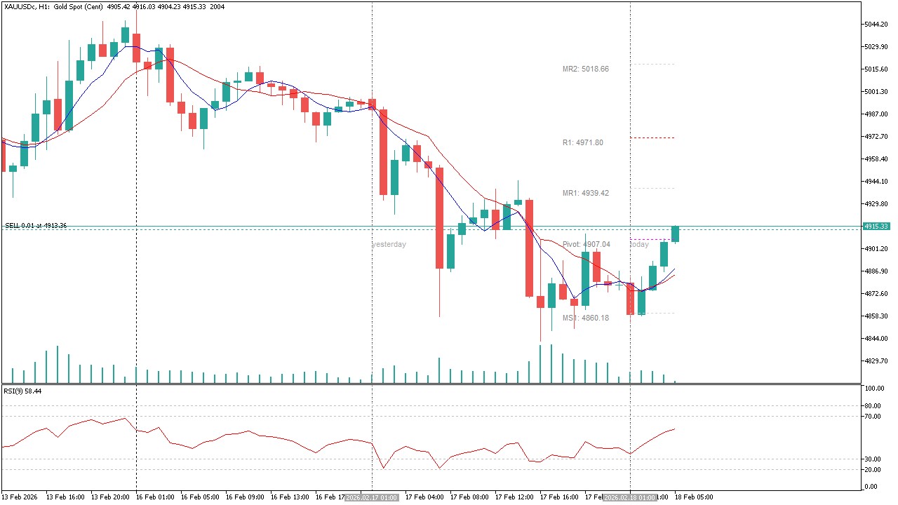 Pergerakan XAU USD 18 Februari 2026 Jam 10 AM
