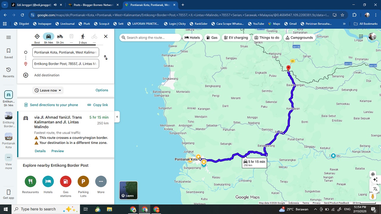 Rute Perjalanan dari Pontianak Menuju Border Entikong