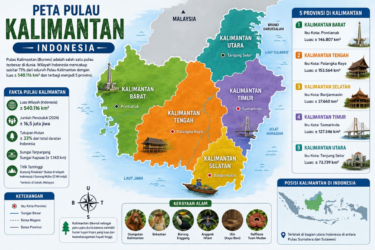 Peta Pulau Kalimantan Indonesia