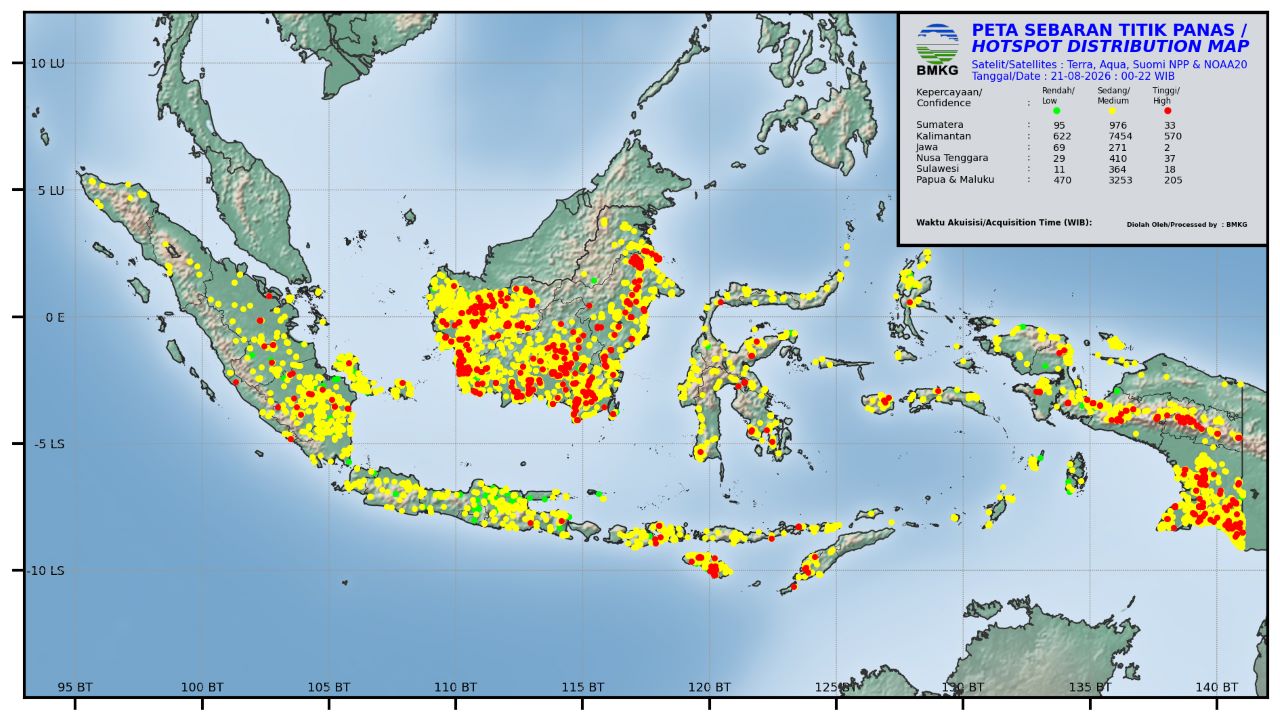 Foto Citra Satelit Titik Api di Indonesia